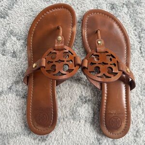 Tory Burch Brown Leather Miller Sandals